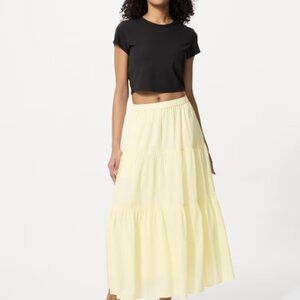 Uniqlo Tiered Yellow Maxi Skirt